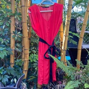 ZARA BASICS…. Brilliant Red Orange,Dress tie front Ribbon size L SALE